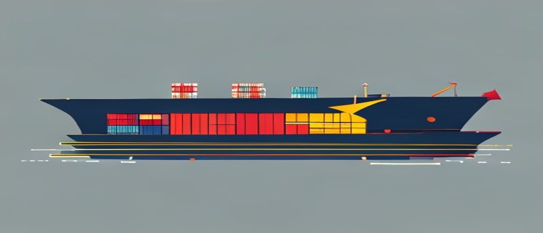 Direct LCL ocean shipping fast direct route container ship with directional arrow diagram for ExFreight