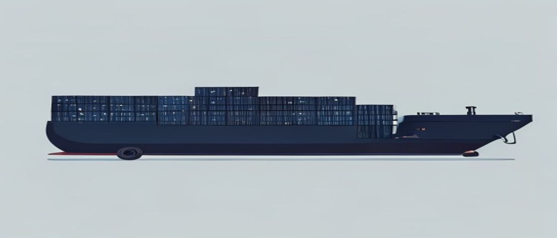 FCL full container load ocean container ship fully loaded with single-shipper uniform containers diagram for ExFreight ocean freight