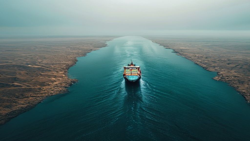 A single oil tanker crossing the otherwise empty Strait of Hormuz at 5 percent normal traffic