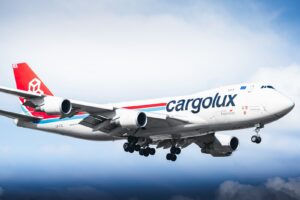 Cargolux freighter aircraft carrying air freight from the USA to Brazil