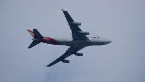 Cargo freighter aircraft carrying air freight from the USA to Switzerland